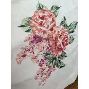 Vintage Estate Collection Floral Embroidered Tablecloth White Rose 64x140 1990s